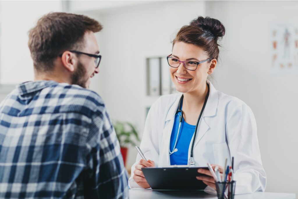 A man discusses medical detox with his doctor.