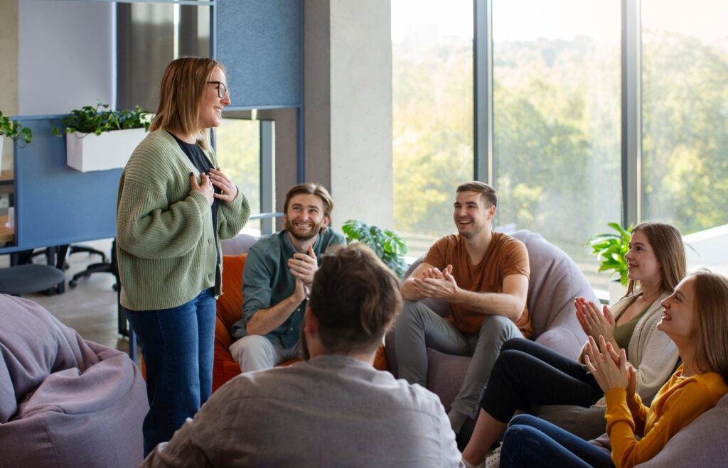 People share their recovery stories during a group treatment exercise through heroin treatment centers in Portland. 