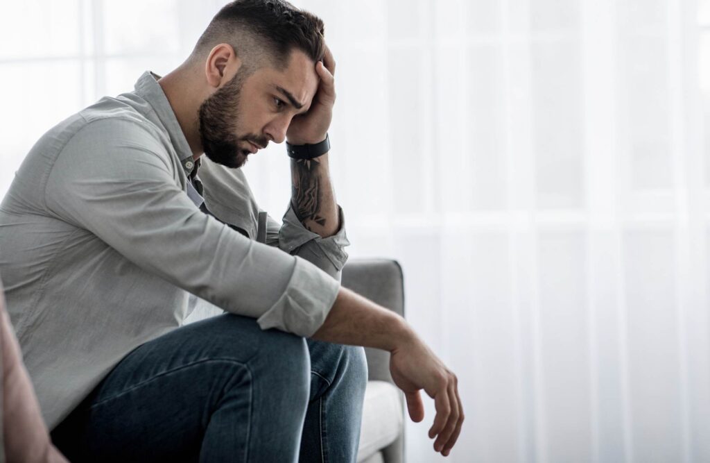 Man struggling with cocaine’s impact on his health.